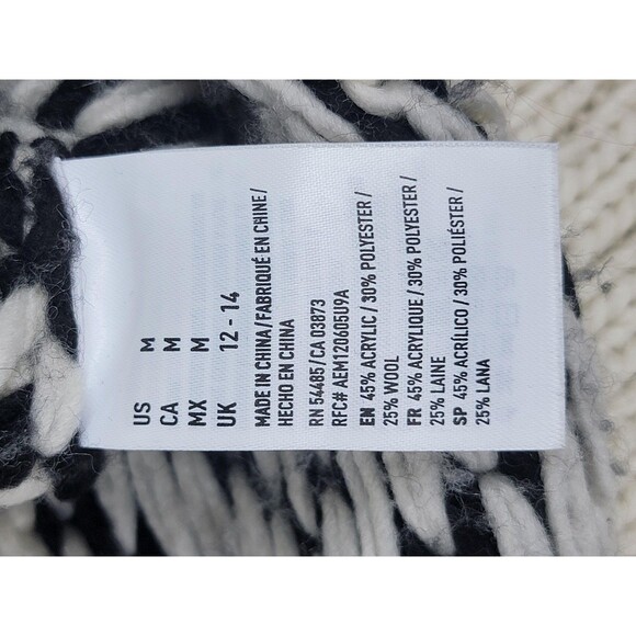 American Eagle Outfitters Sweater Womens Medium Black White Fair Isle Crewneck - Picture 8 of 14